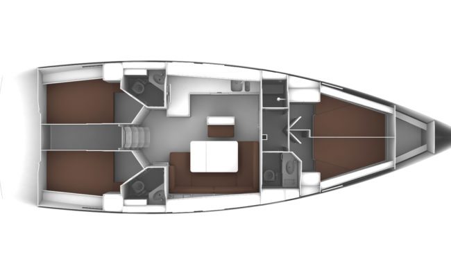 Bavaria Cruiser 46 4 Cabins, 3 Heads Layout