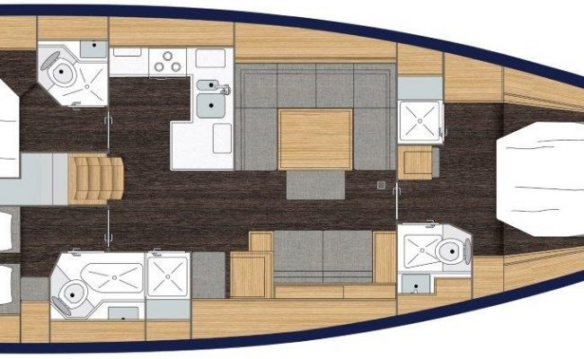 Bavaria C50 3 Cabins, 1 Head Layout