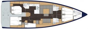 2019 Bavaria Cruiser 50 6 Cabins 1 Head Layout