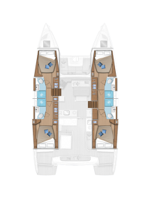 Lagoon 46 Layout 4 Cabins 4 Heads