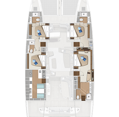 Lagoon 65 ‘Sixty 5’ 4 Cabins, 4 Heads Layout