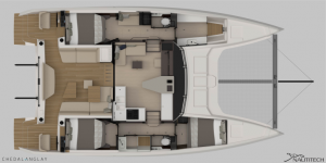 Nautitech 44 Open 3 Cabins, 2 Heads Layout