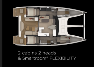 Nautitech 48 Open 2 Cabins, 2 Heads Layout
