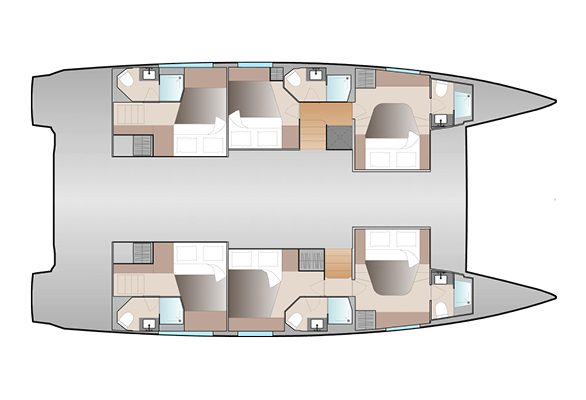 Aura 51 6 Cabins, 6 Heads Layout