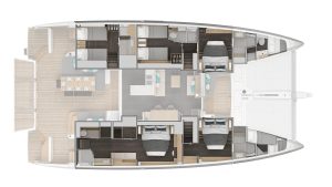 Lagoon 60 5 Cabins, 5 Heads Layout